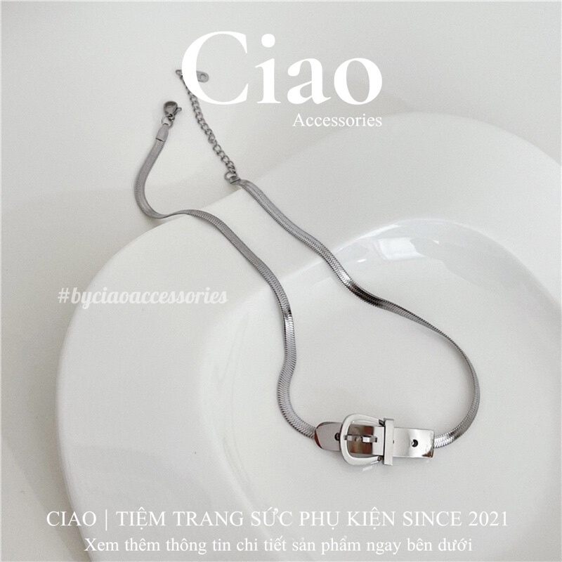 [HOẢ TỐC 1H] Dây chuyền/ Vòng cổ titan không gỉ thiết kế hình đầu khoá trendy mới lạ Abigail Ciao