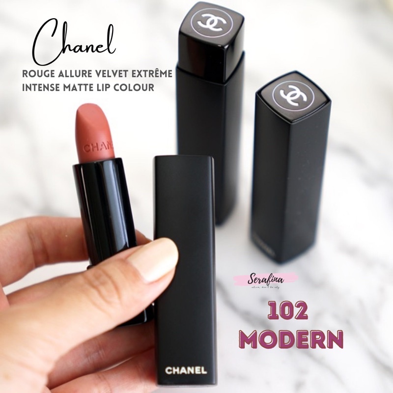 Chanel #102 modern - Hồng đất- Son lì CHANEL ROUGE ALLURE VELVET EXTRÊME Intense Matte Lip Colour full box 3,5 g
