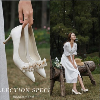 Giày cưới trắng/đỏ