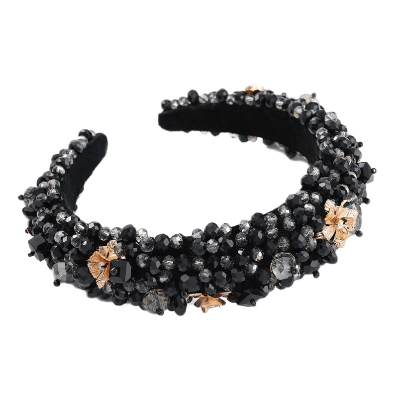 Băng Đô Cài Tóc Bản Rộng Đính Hạt Pha Lê Giả Phong Cách Vintage Cho Nữ