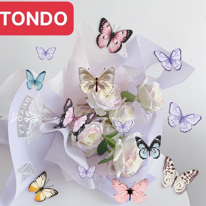 Hộp 32 Miếng Dán Hình Bướm 3D Cực Đẹp Dính Bó Hoa, Dính Tường Trang Trí Hàng Tuyển Bao Đẹp