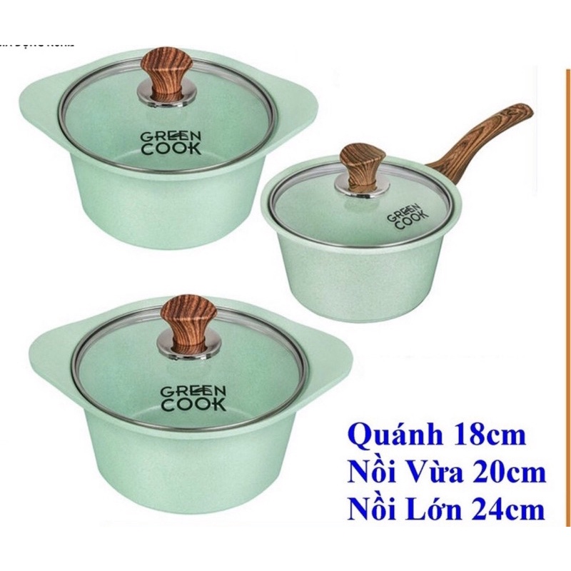Bộ 3 nồi đúc Green cook