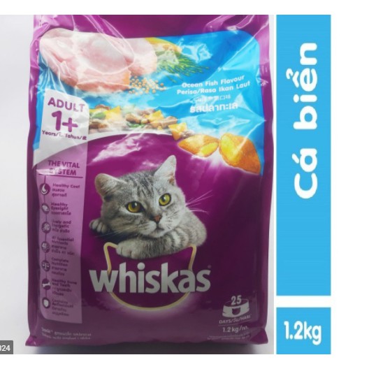 Thức ăn dạng hạt dành cho mèo lớn Whiskas 1.2kg