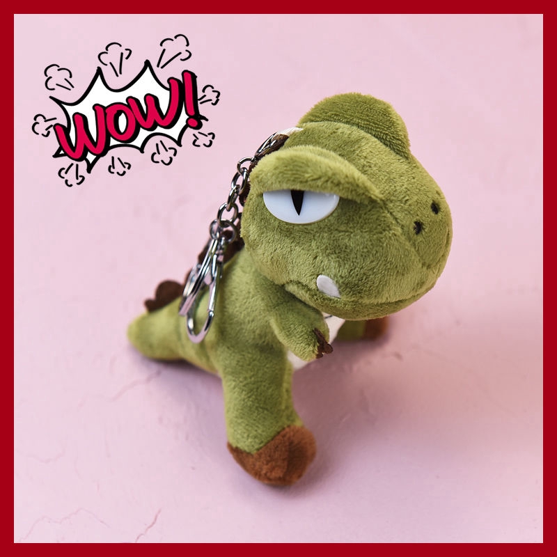 Móc khóa đính thú nhồi bông khủng long đáng yêu