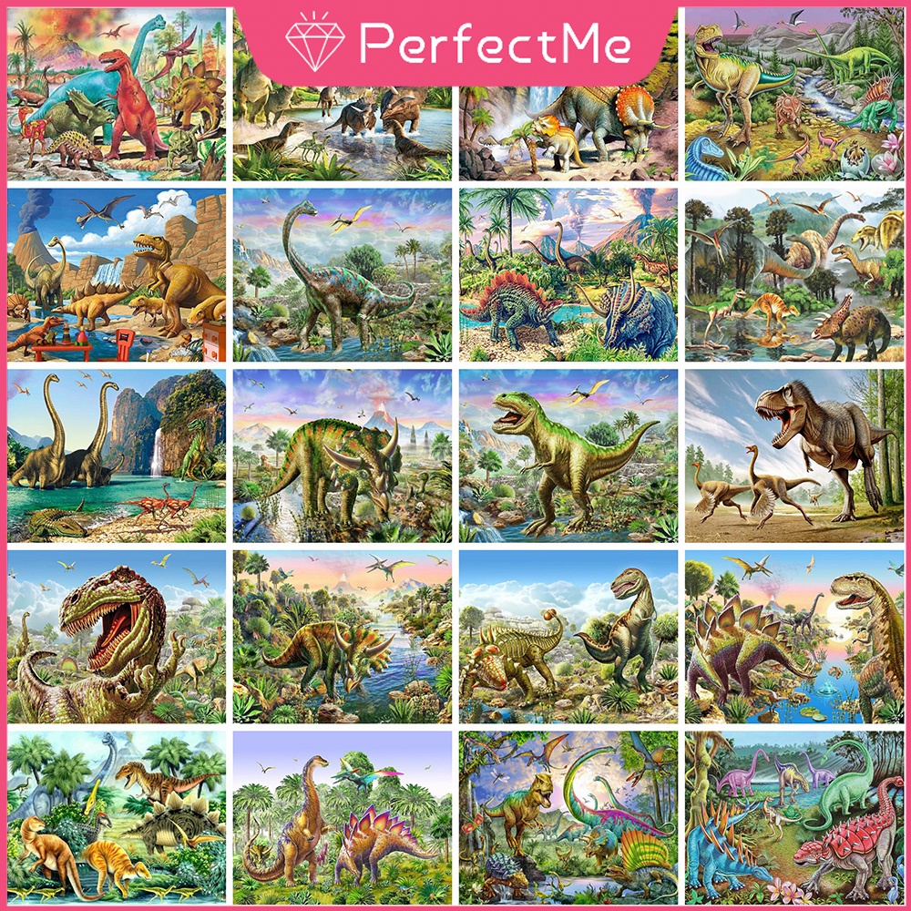 Bộ tranh đính đá 5D họa tiết khủng long độc đáo kích thước 40x30cm DIY dùng trang trí