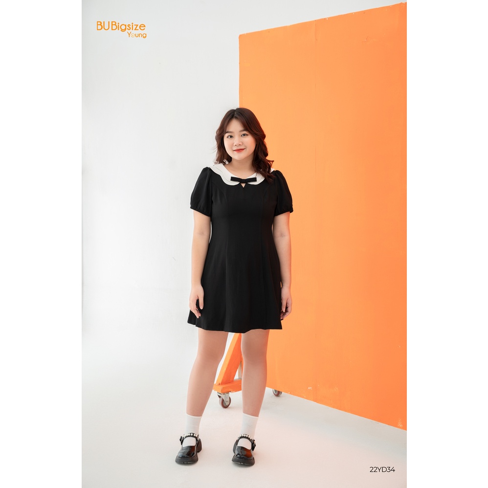 Đầm thiết kế cổ lượn trắng BIGSIZE (55kg đến 95kg) - 22YD34 - [BU Bigsize Young]