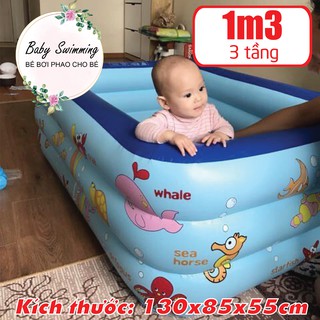 [SIÊU Rẻ] Bể Bơi Phao Cho Bé - 1m3 - 3 Tầng – 130x90x50cm - Có Đáy Chống Trượt - SIêu Dày - Siêu Rẻ - Siêu Đẹp