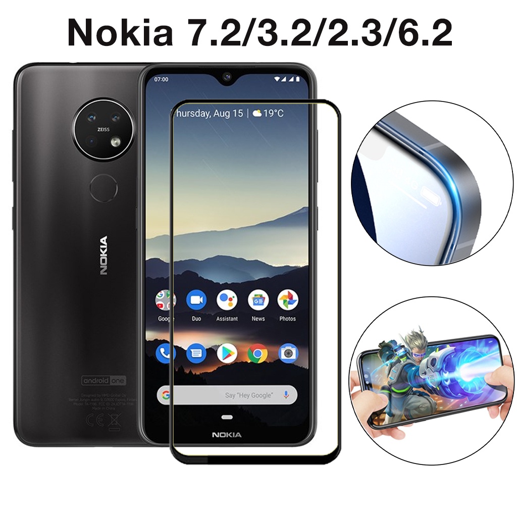 Kính cường lực Nokia 7.2 6.2 3.2 2.3 full màn cao cấp chống trầy xước màn tặng kèm khăn lau màn hình Kính [9D]
