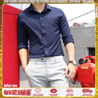 Áo sơ mi Nam dài tay Fom Body Hàn Quốc Màu Xanh Than [Cung cấp Sỉ Toàn Quốc]