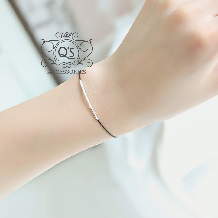 Vòng tay charm bạc ống lắc tay dây chỉ may mắn S925 GEOMETRIC Lucky Silver Bracelet QA SILVER