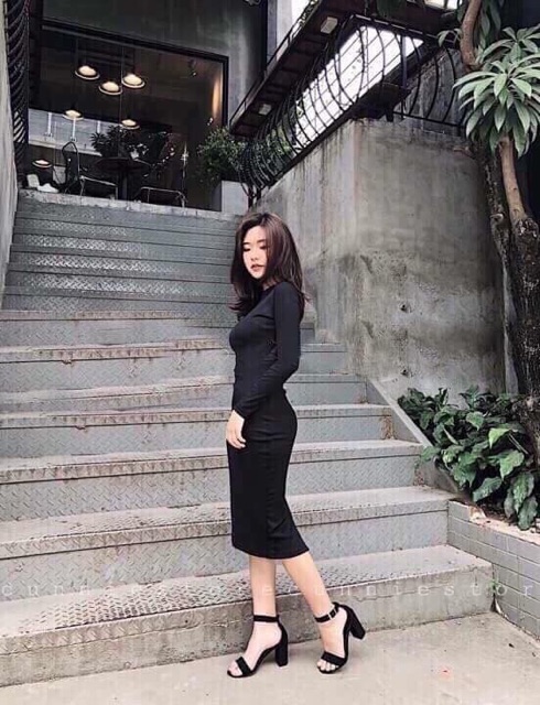 FREESHIP ĐƠN 99K_[ Freeship] Đầm body thun gân tay dài kèm ảnh thật | BigBuy360 - bigbuy360.vn