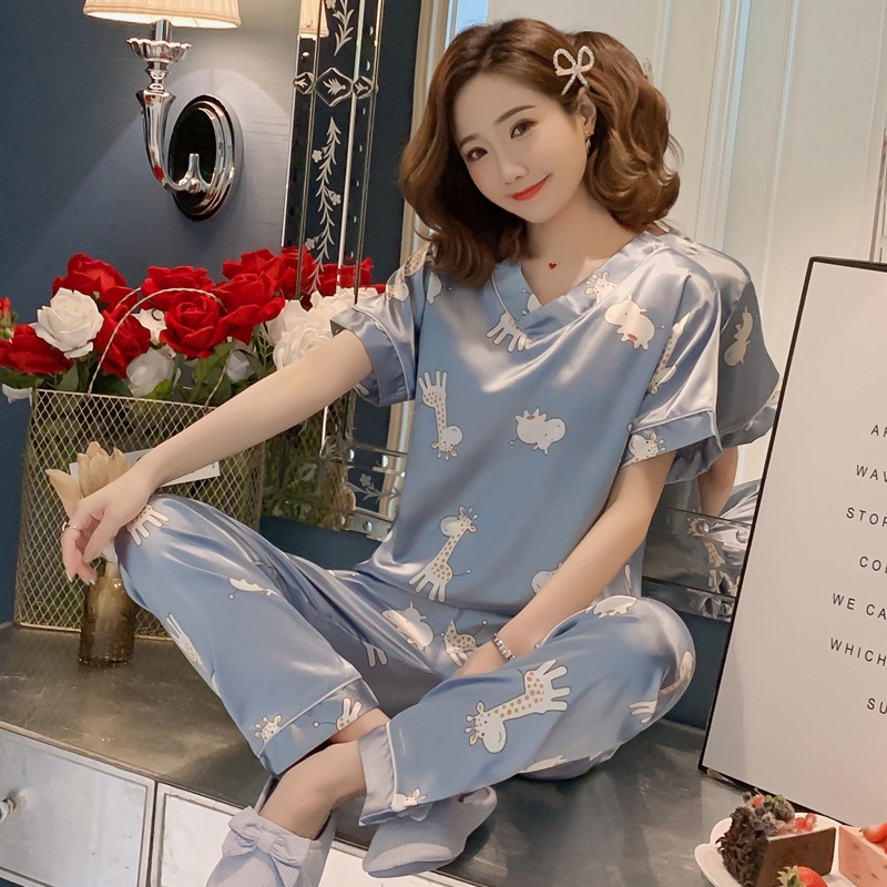 Bộ Đồ Ngủ Lụa Bóng Quyến Rũ Cho Nữ Size M-5Xl