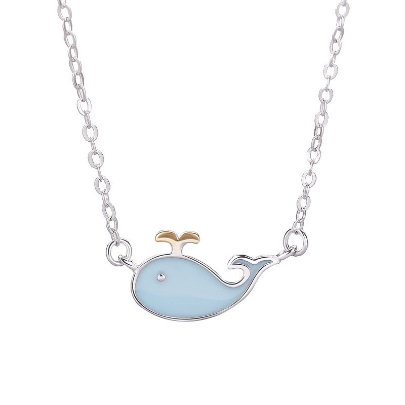 Vòng cổ mặt hình cá heo đáng yêu Silver Necklace Whale Pendant Women Choker Necklaces | BigBuy360 - bigbuy360.vn
