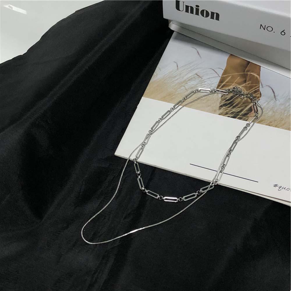 Vòng Cổ Choker Bằng Thép Không Gỉ Hai Lớp Thời Trang Cho Nam Nữ