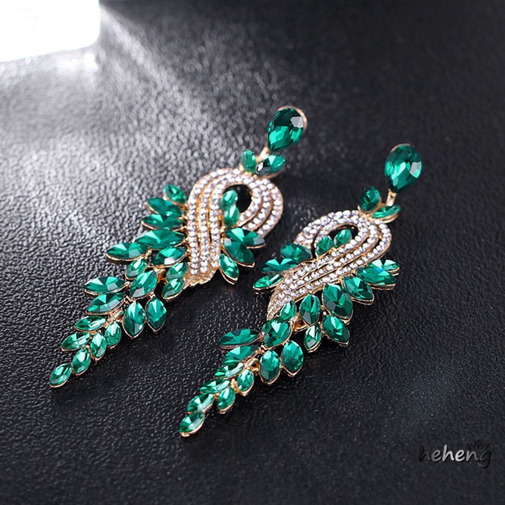 Khuyên Tai Hình Chiếc Lá Đính Đá Sang Trọng Dành Cho Nữ