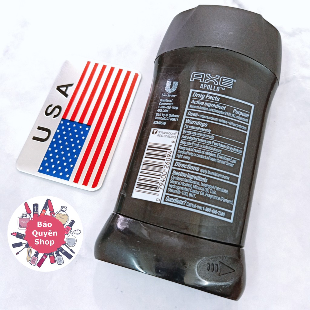 Lăn khử mùi nam dạng sáp trắng Axe 48h Dry Apollo - Antiperspirant & Deodorant 76g