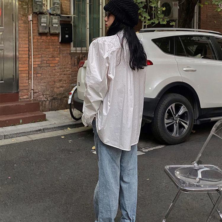 Áo Sơ Mi Tay Dài Cài Nút Phong Cách Hàn Quốc Mới Dễ Phối Đồ Thời Trang Cho Nữ