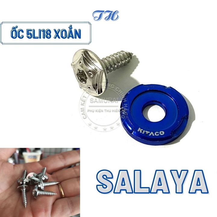 Ốc 5li18 răng xoắn salaya inox 304 gắn các vị trí tương thích cho Vario, Sirius, Wave, Winner, Exciter ,...( Gía 1 con )