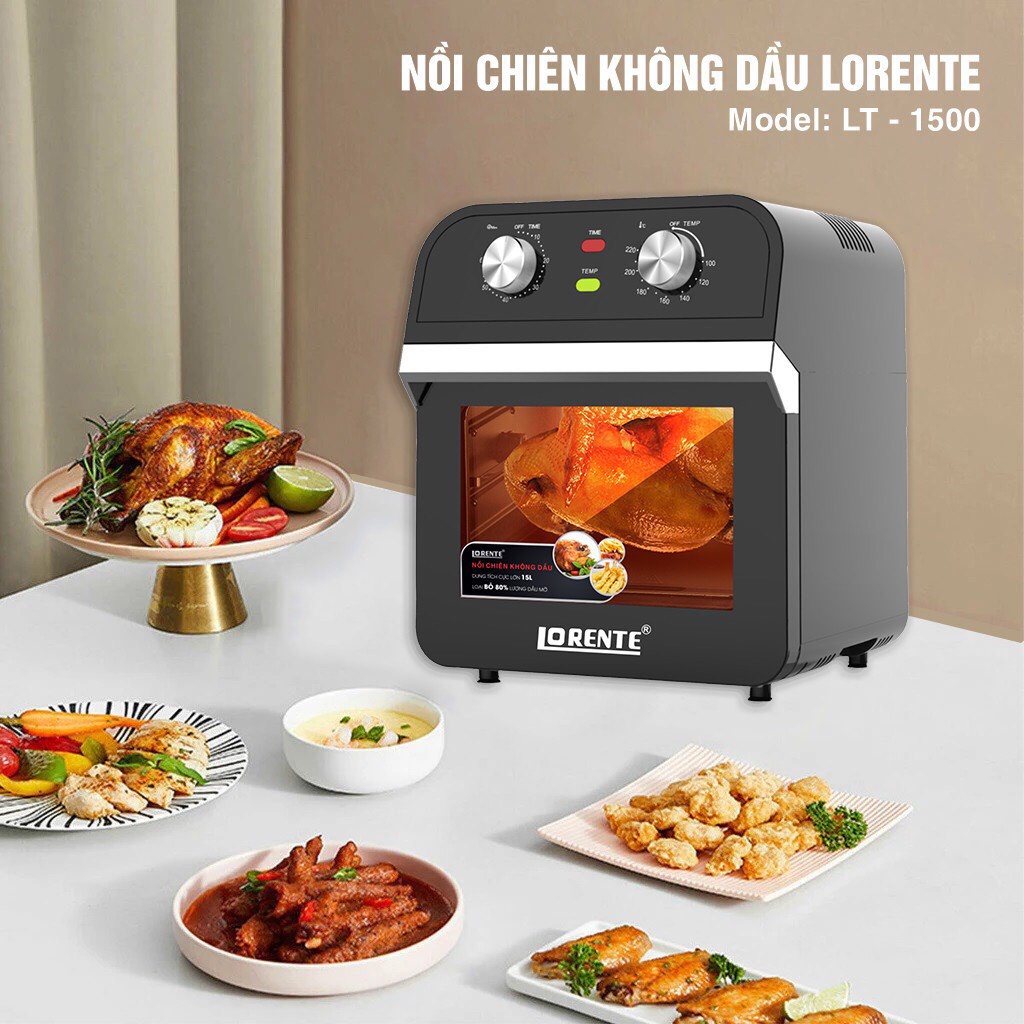 Nồi chiên Không dầu kiêm Lò nướng đa năng 15L, Lorente LT1500 - Hàng Chính hãng