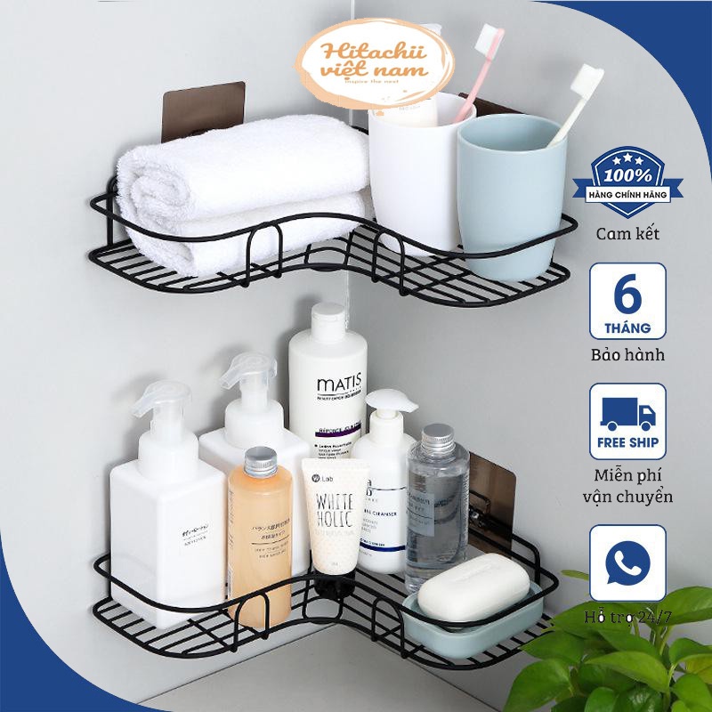 Kệ Góc Thép Không Gỉ Nhà Tắm, Kệ Tam Giác Nhà Bếp Dán Tường Siêu Dính Chịu Lực 10kg