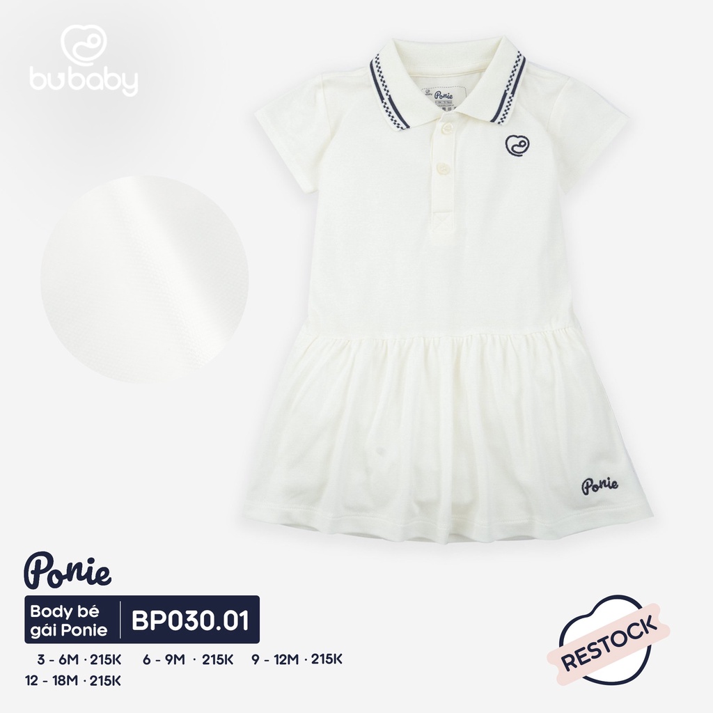 [CHÍNH HÃNG] Body váy cộc tay bé gái cổ polo BP030.01 Bu Ponie