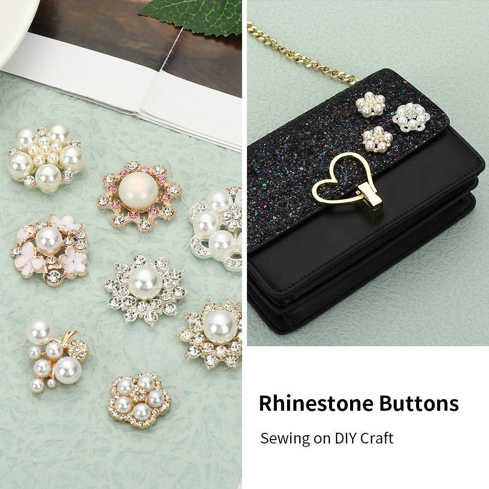 ❀SIMPLE❀ 5PCS Apparel Sewing|Buttons Flower-shaped Headwear Accessories Pearl Button DIY Craft Sparkling Hat Accessories|Pearl Hairpins