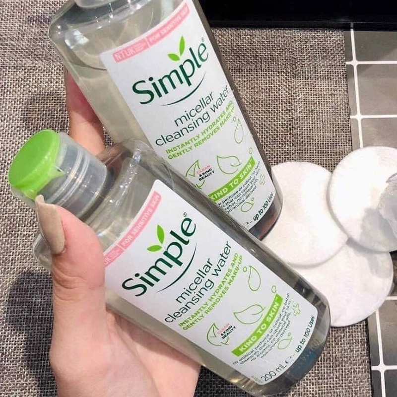 Tẩy Trang Simple Kind To Skin Micellar Cleansing Water Không Cồn [CHÍNH HÃNG 100%) 200ML