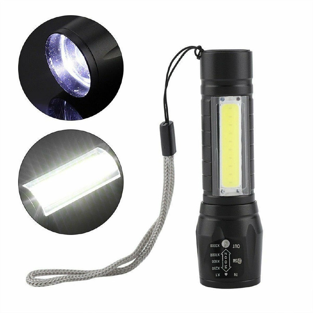 Đèn Pin LED T6 COB Có Thể Sạc Lại Bằng Cổng USB Tiện Dụng