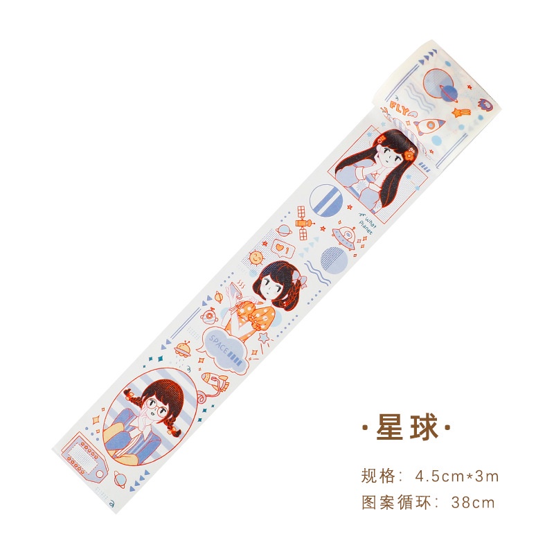 Băng Keo Washi Dán Trang Trí Sổ Tay/Nhật Ký DIY Hình Cô Gái Dễ Thương Sáng Tạo