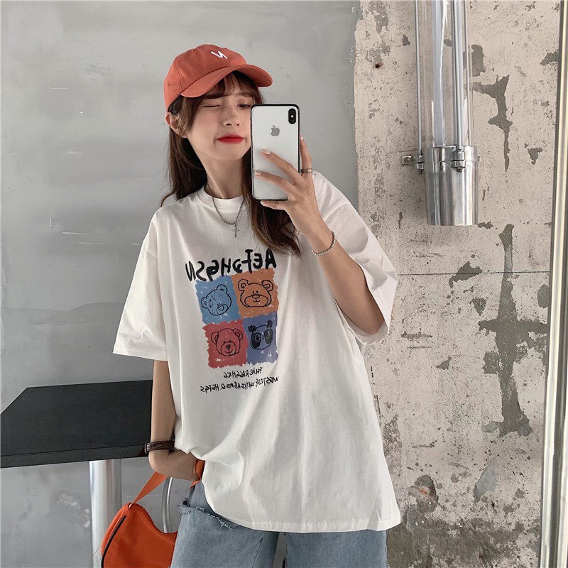 Áo Thun Nam Nữ Tay Lỡ Form Rộng In Hình Thú Cartoon Ulzzang ATV15