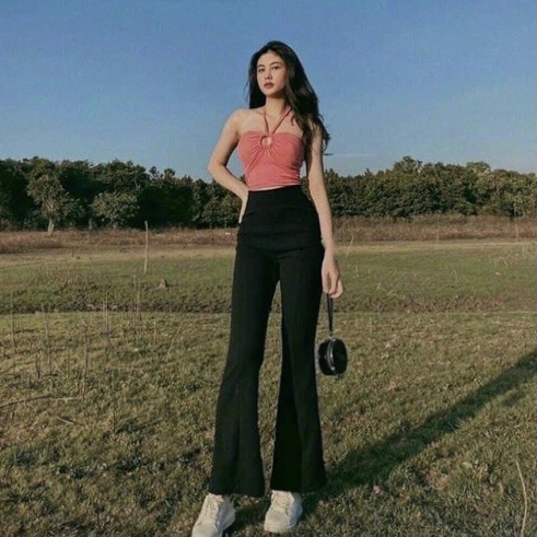 Quần Dài Nữ Ống Loe Dáng Ôm - Quần Legging Cạp Cao Siêu Tôn Dáng Chất Umi Co Dãn 4 Chiều