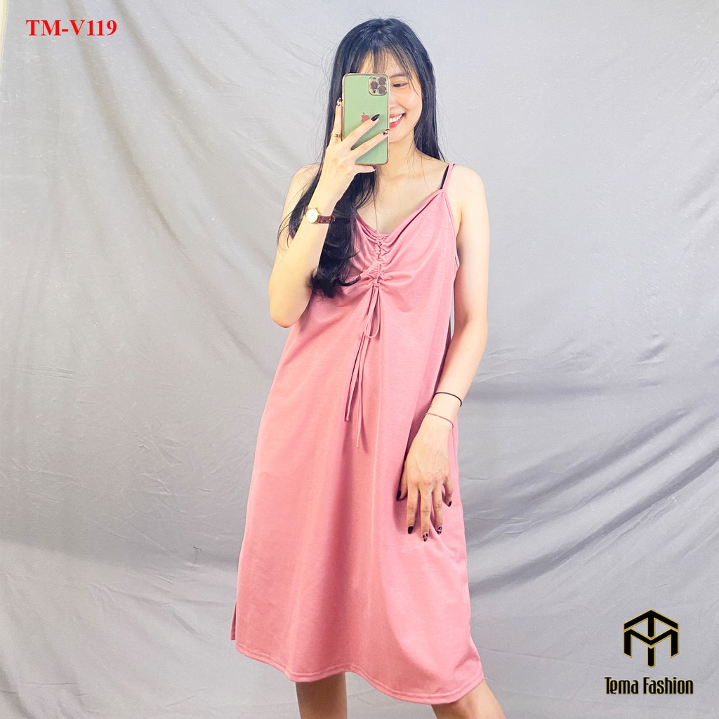 Váy đầm suông 2 dây nữ - Váy 2 dây nữ dáng dài rúm ngực xẻ tà siêu xinh | BigBuy360 - bigbuy360.vn