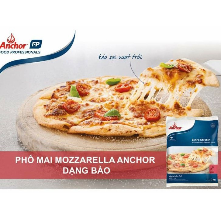 2KG Phô Mai Mozzarella Anchor Bào Sợi NewZeaLand- Dùng Làm Pizza, Mỳ Ý, Gà Cay, Nướng Hải Sản... Siêu Ngon