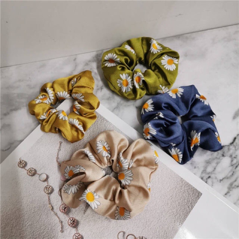 Cột tóc scrunchies dễ thương hình hoa cúc