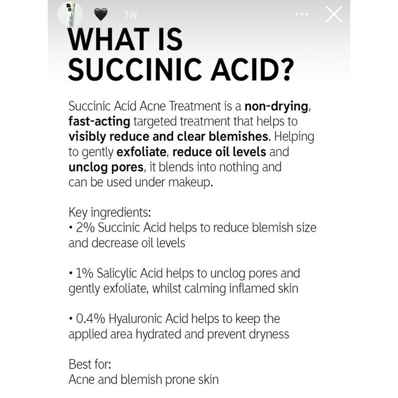 [New] Kem bôi lên mụn The inkey list SUCCINIC ACID và MANDELIC ACID acne treatment 15ml