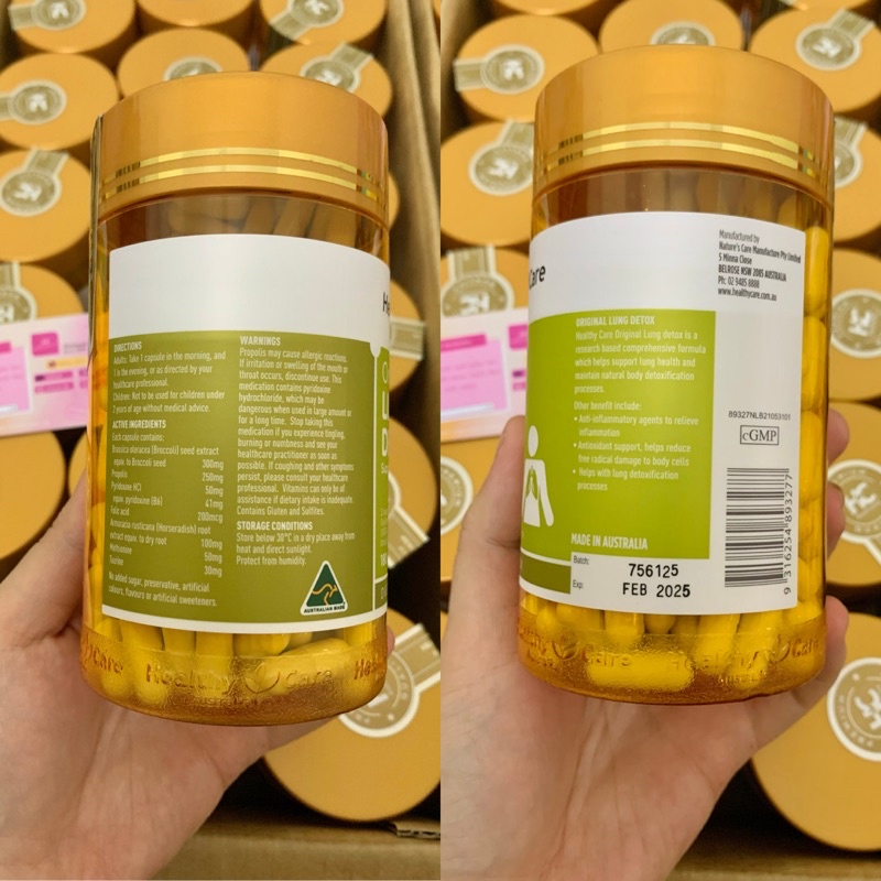 Thải độc phổi Lung detox healthycare 180 viên Úc
