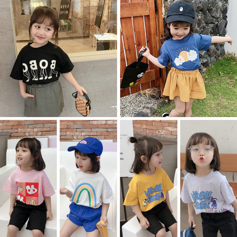 Áo Thun Ngắn Tay In Hoạt Hình Cho Bé