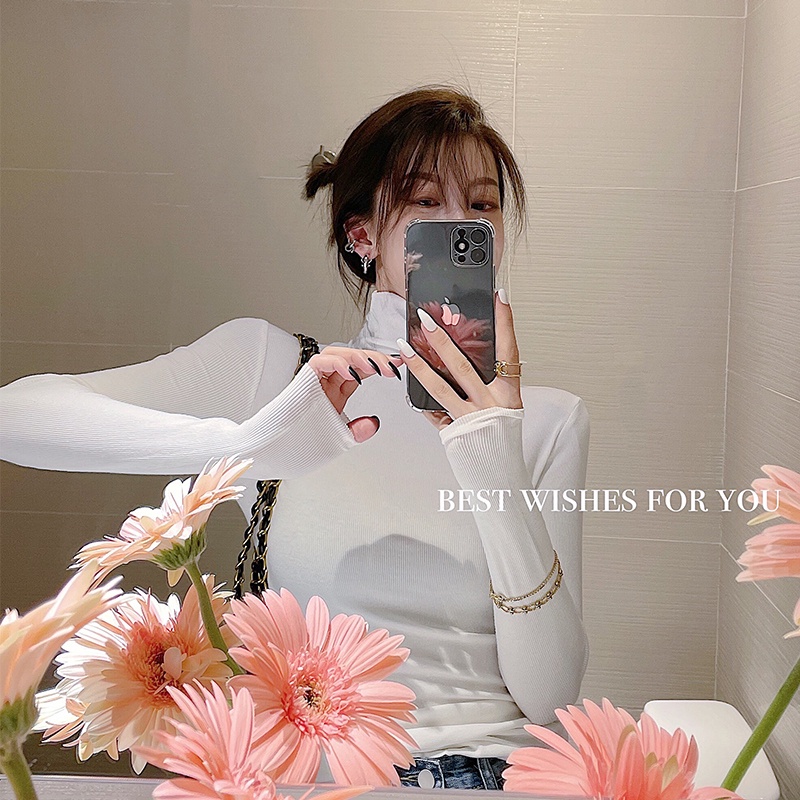 QADCOL Áo thun cổ cao dáng ôm thời trang thu đông cao cấp cho nữ