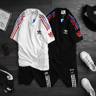 | ảnh thật | bộ das 3 line trefoil tee xuất xịn