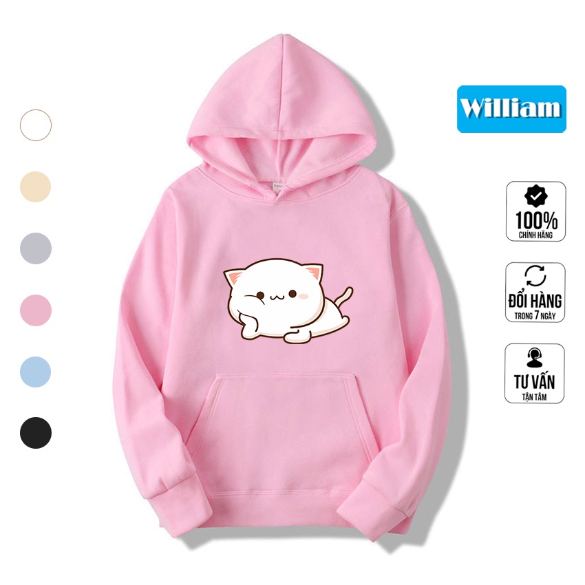 Áo hoodie nam nữ hình Mèo dễ thương chất nỉ bông dày dặn, in Pet cao cấp William - DS215