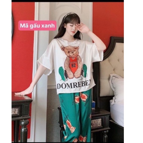 [Mã 44FASHIONSALE1 giảm 10K đơn 50K] Bộ Pijama Quần Dài - Áo cộc ; Chất Vải Lụa Latin mềm min, mát