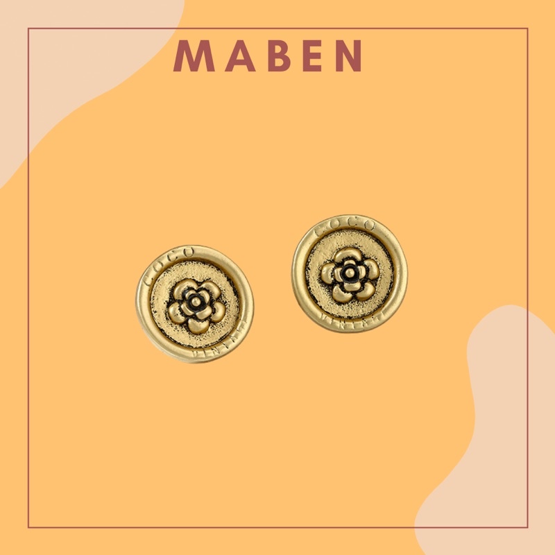 Hoa tai retro cổ điển hình hoa trà - Maben
