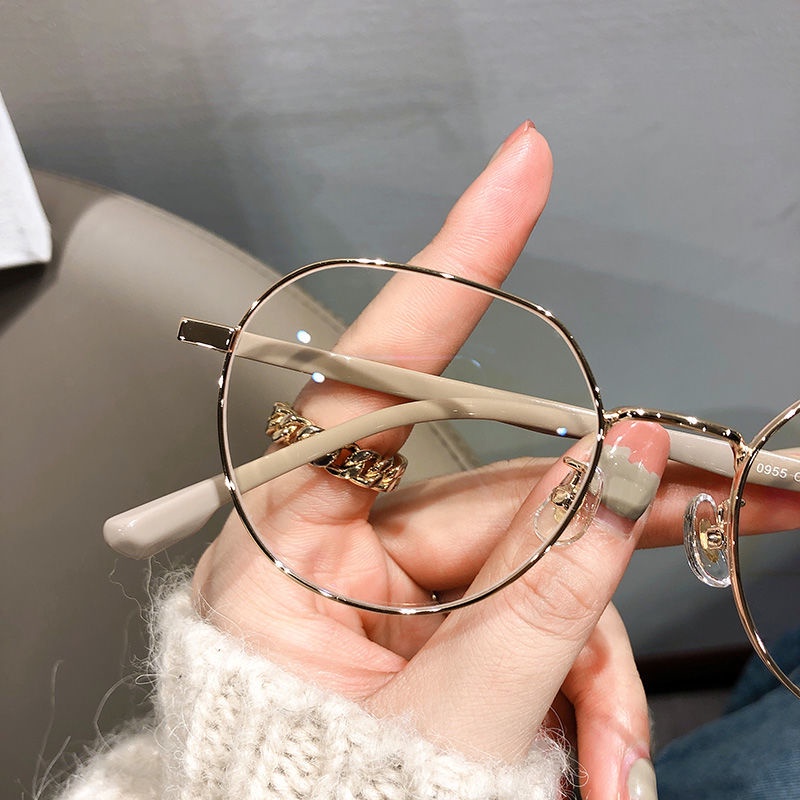 VIENDO Kính Mát Gọng Kim Loại Tròn Tròng Đổi Màu Chống Ánh Sáng Xanh Chống Tia UV Thời Trang Hàn Quốc Cho Nam Nữ