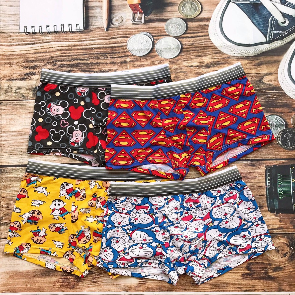 Set 4 quần lót nam in hình ngộ nghĩnh Boxer (quần sịp đùi)