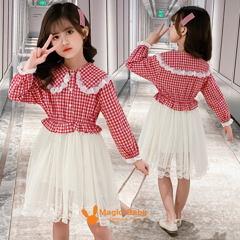 New girls' spring and autumn dresses, little girls' dresses, fashionable baby princess dresses.