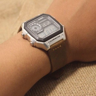 Dây da Casio Ae1200 - Da sáp ngựa Handmade (Tặng kèm khoá + cây thay dây )