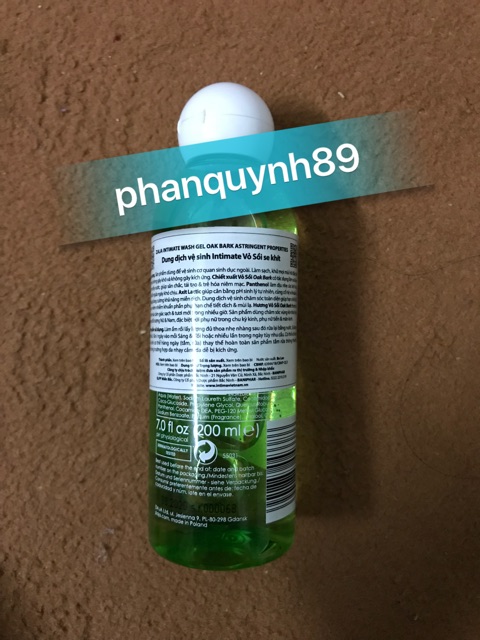 Dung dịch vệ sinh Intima vỏ sồi 200ml