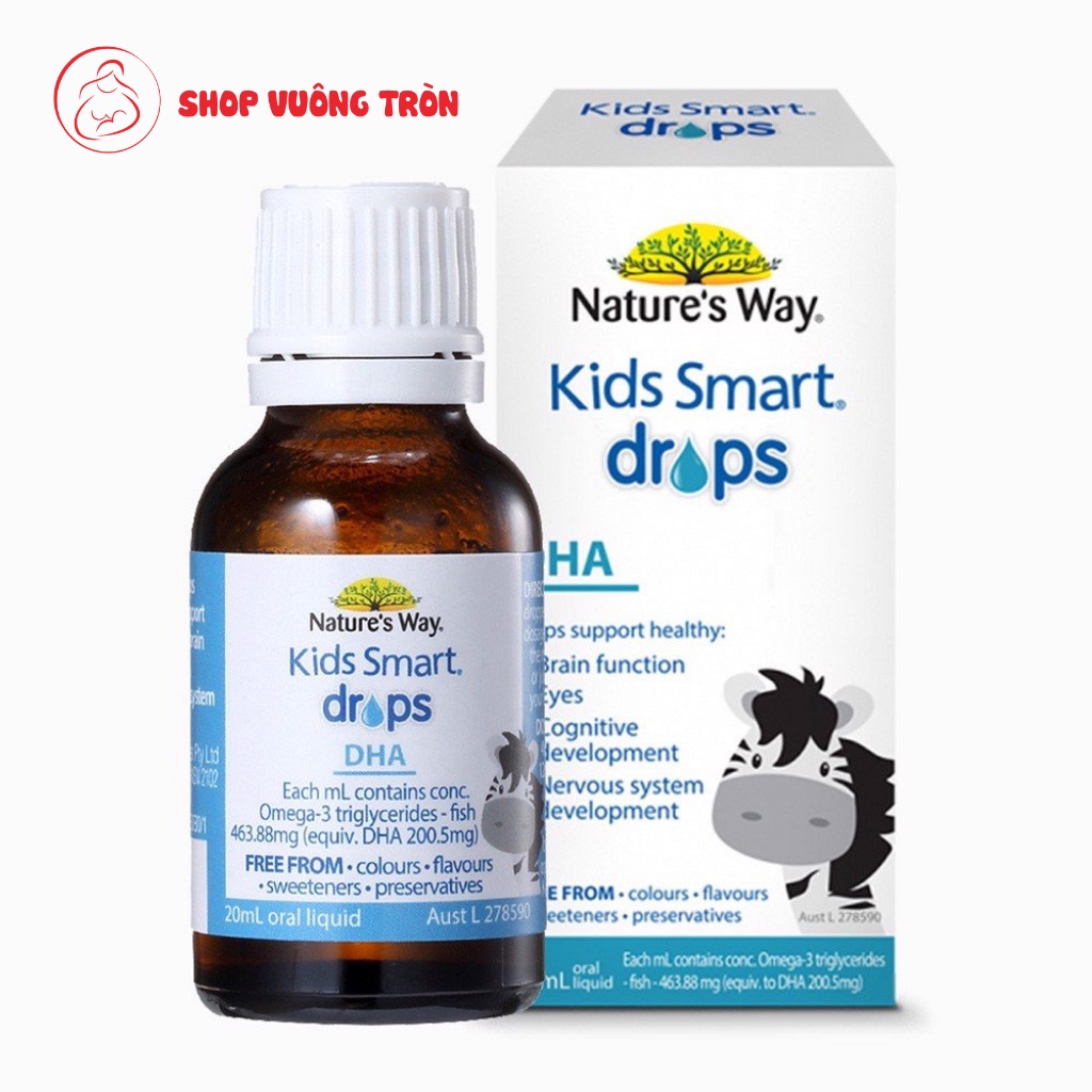 DHA Tăng IQ  Phát Triển Não Bộ Cho Bé Nature's Way Kids Smart Drops Dạng Giot Dung Tích 20ml