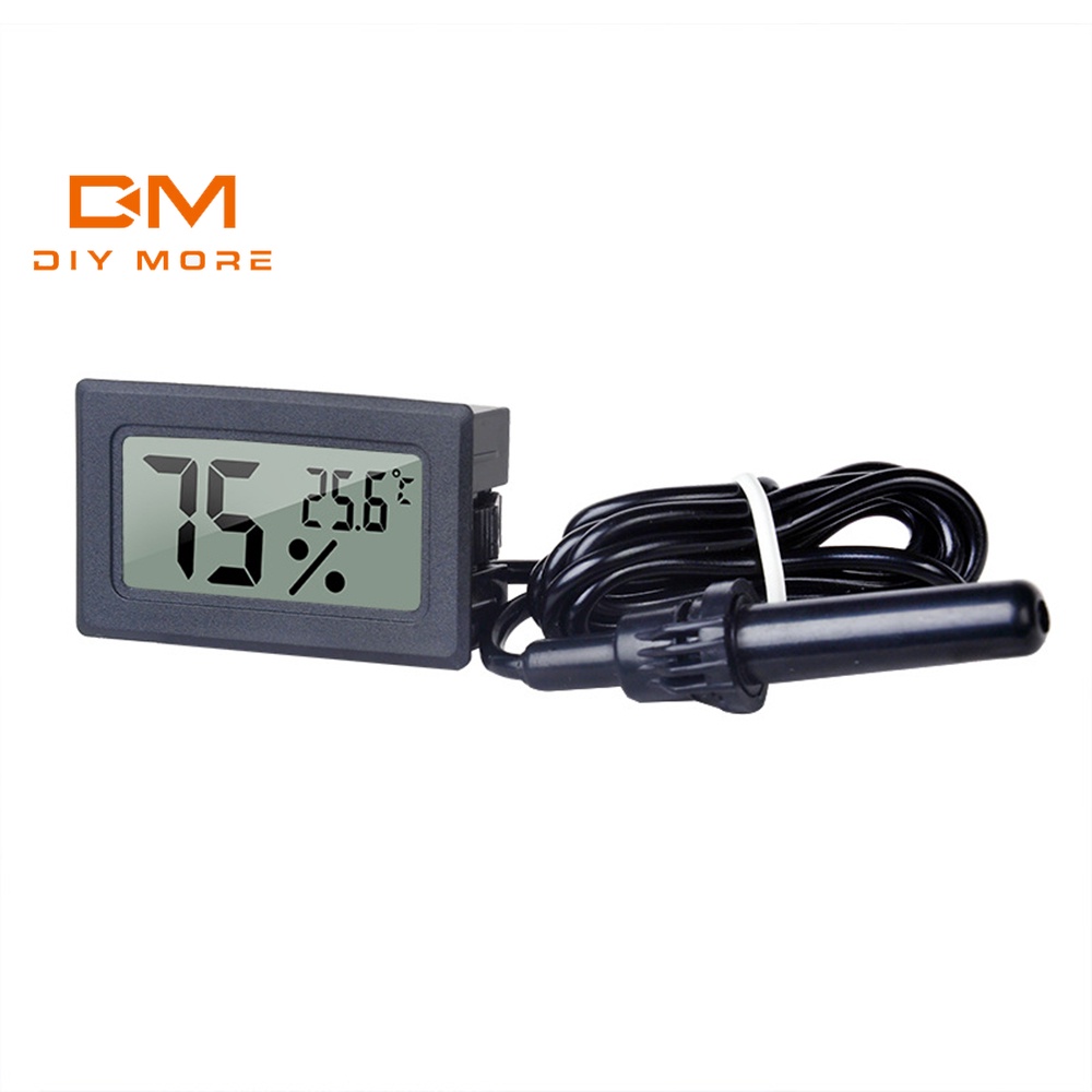 Máy đo độ ẩm kỹ thuật số mini DIYMORE fy-12 màu đen dây đai dài 1m