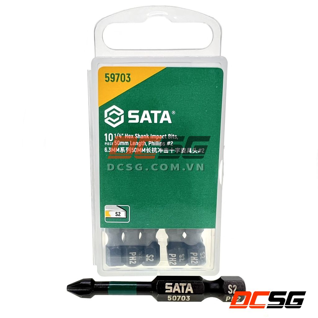 Mũi vít bake 1 đầu Ph2x50mm SATA 59703 (01 mũi) | DCSG